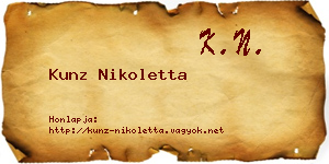 Kunz Nikoletta névjegykártya
